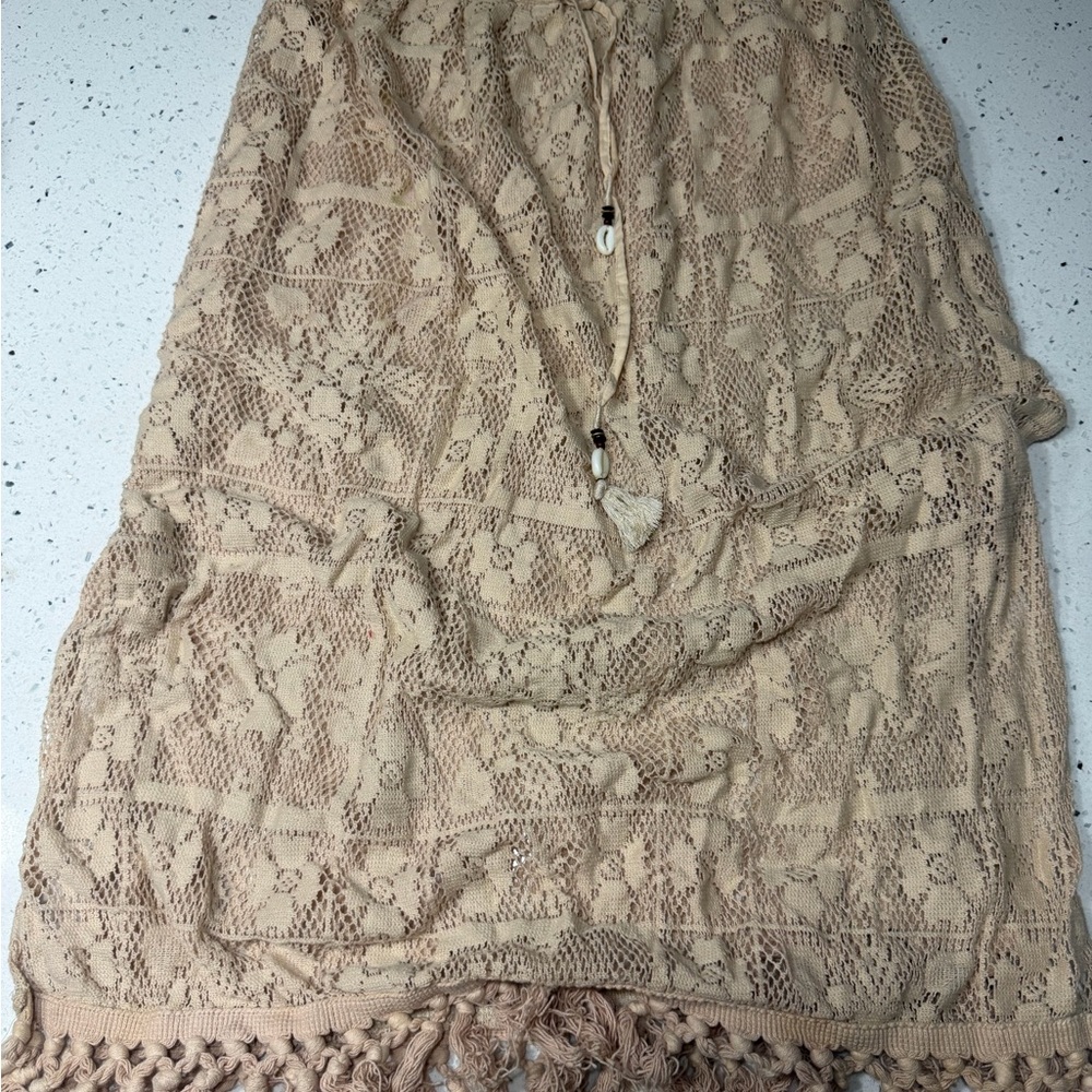 Aerie Cream Lace Knit Cover-Up skirt